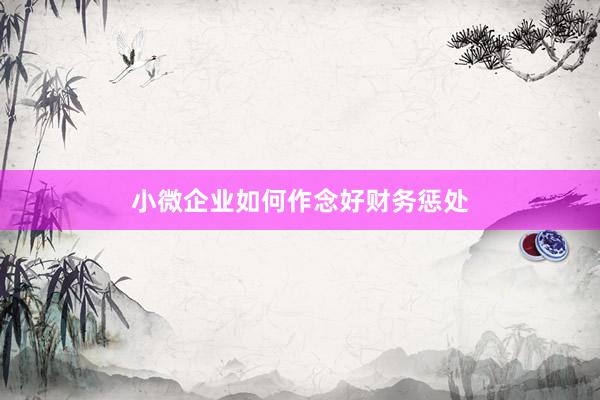 小微企业如何作念好财务惩处
