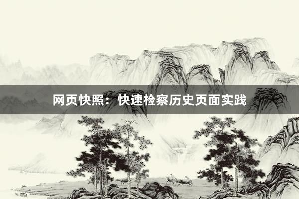 网页快照：快速检察历史页面实践